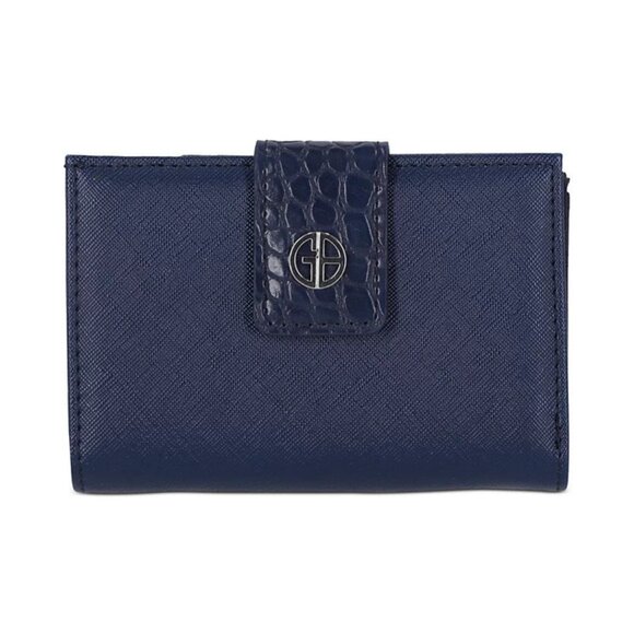 Giani Bernini Framed Indexer Wallet Blue Saffiano Navy NWT - Picture 1 of 8